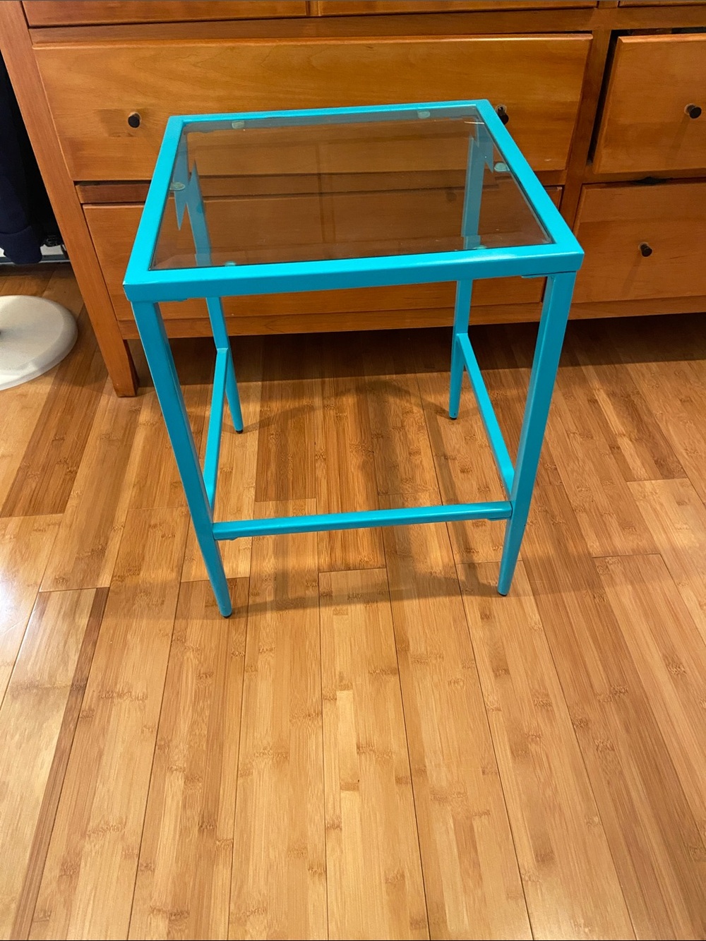 Turquoise Glass Top Side Table